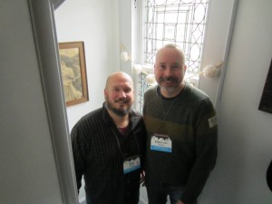 Brian Finstad and Robert-Robert-Jan Quené on the stairs where they first met in 2008.